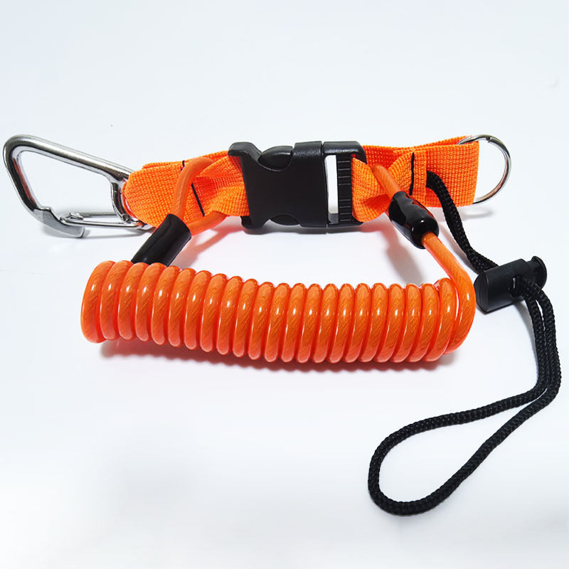 Dive Camera Lanyard, Stainless Steel Spring Cord for GoPro Action Cameras, Flashlight Safety Tether