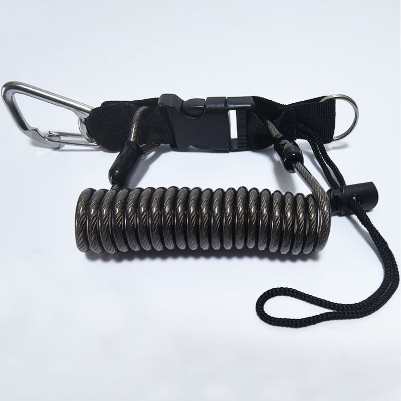 Dive Camera Lanyard, Stainless Steel Spring Cord for GoPro Action Cameras, Flashlight Safety Tether